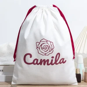 High Quality100% Cotton White Canvas Pouch Clothing Packaging Bags Cotton Custom Printed Logo Cotton Drawstring