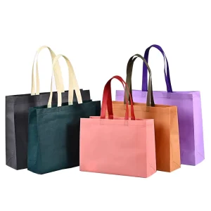Hot Selling 100 GSM Reusable Recycle Recyclable Eco Fabric Grocery Gift Packaging Custom Logo Non Woven Shopping Bag in Stock