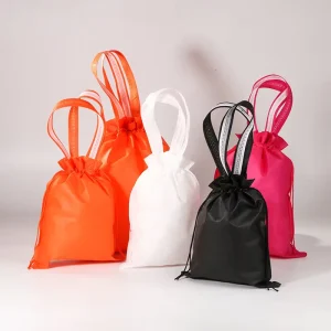 Hot Selling Dual use Handle Drawstring Non Woven Gift Pouches for Cosmetic Jewelry Candy Wedding Favor Packaging