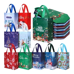Hot Selling Medium Laminated PP Non Woven Reusable Folding Tote Bag Letter Pattern Box Packaging Shoulder Strap Shopping