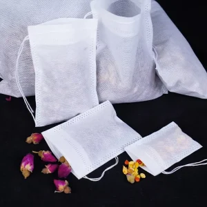 In Stock 5*7cm Disposable Non Woven Tea Bags with Cotton Draw Strings Filter Tea Bag Heat Seal Empty Loose Leaf Tea Bags