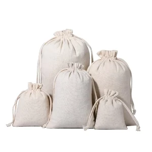 In Stock Cotton Bag Natural Cotton Pouch Gots 100% Cotton Drawstring Muslin Drawstring Bag Storage Packing Pouch Bag