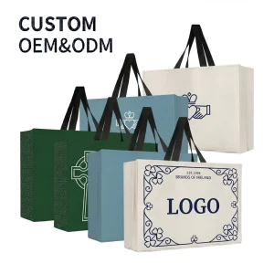Irish Clover Cross Print Non Woven Textile Packaging Tote Eco Recyclable Custom Color Garment Bag With Custom Logo