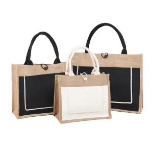 Jute Bags Manufacturers Custom Logo Print Eco Christmas Tote Shopping Jute Bags With Leather Handles