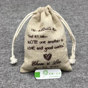 Jute Coffee Bean Bags Small Jute Gift Bag Drawstring Gift Hessian Bag