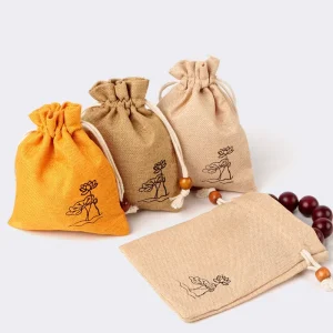 Jute Natural Burlap Bag Multi Size Jewelry Travel Storage Pouch Mini Candy Jute Packing Bags for Gift Bag