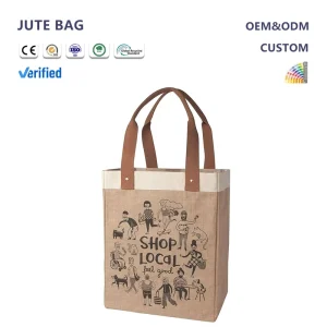 Jute Packaging Bag Bulk Biodegradable Khaki High Quality Material Elegant Appearance Strong Handles Custom Logo Reusable