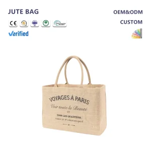Jute Shoulder Closure Bag Durable Eco friendly Reusable Custom Logo for Packaging Large Quantity for Marketing for Daily Use