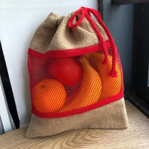 Jute and Mesh Fruit Food Drawstring Packaging Bag