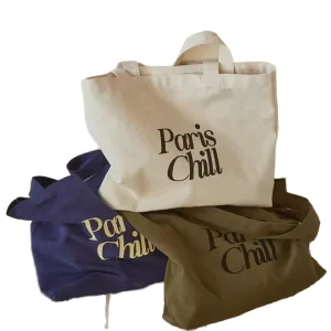 Ladies Eco Friendly Canvas Tote Bag Custom Cartoon Pattern Long Zipper Closure Rope Cotton Handles PP Shopping Travel Bag