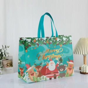 Laminated Non Woven Bags Stain Proof Surface Christmas Party Favor Food Safe Packaging