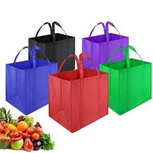 Large Capacity Heavy Duty Non Woven Grocery Shopping Bag Stand Up Reusable Foldable Tote Bag with Logo