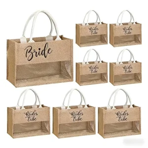 Large Jute Reusable Linen Grocery Burlap Jute Tote Bag for Shopping Custom Jute Bag