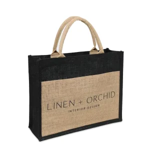 Large Natural Portable Packaging Customized Jute Bag With Outside Pockets