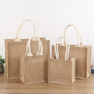 Low MOQ Promotional Gift Packaging Bulk Jute Bags for Events and Wedding
