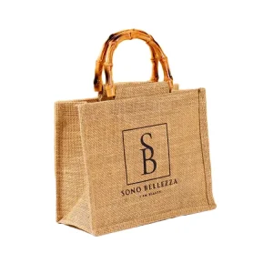 Luxury Aesthetic Jute Handbag Vintage Style Hessian Tote Bag Letter Custom Embroidered Logo Eco Friendly High-end Ribbon