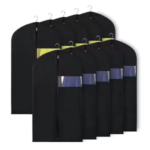 Luxury Garment Bag Custom Suit Wedding Dress Cover Clothes Packaging Folding Waterproof Non Woven Garment Bag with Clear Window