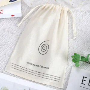Luxury Organic Cotton Packaging Bag for Dress Recyclable Drawstring Cotton Calico Gift Coffee Bean Packing Pouch Muslin Dust Bag