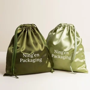 Luxury Satin Drawstring Bag Eco friendly Makeup Pouch Custom Printed Logo Custom Color Gift Packaging Hot Stamping