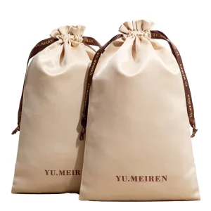 Luxury Soft Perfume Silk Satin Hair Extension Bag Custom Logo and Size with Ribbon for Dust Pouch Textile Packaging