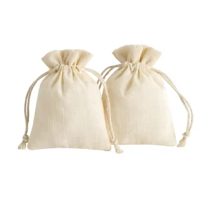 Manufacturer Blank White 100% Cotton Drawstring Bag Gifts Jewelry Packaging Bag Plain Mini Bamboo Cotton Draw String Pouch