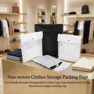 Manufacturer PP Non Woven Button Storage Clothing Packaging Bag Custom Recycle Eco Friendly Snap Fastener Dust off Envelope Bag