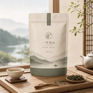 Matte White Stand Up Pouch with Zipper Custom Printed Food Grade Tea Packaging Bags Resealable Doypack for Loose Leaf Tea