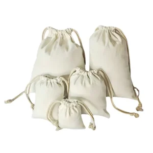 Muslin Cotton Canvas Fabric Linen Gift Packaging Pouch Organic Soft Cotton Drawstring Bag with Custom Logo