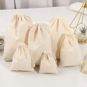 Muslin Custom Cloth Small Drawstring Eco Friendly Organic Cotton Drawstring Packaging Bags for Women