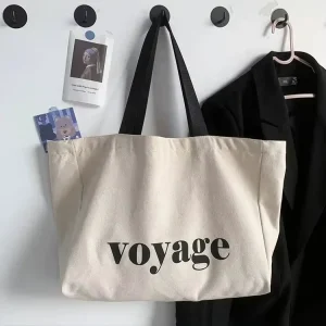 Natural Color Extra Large Cotton Canvas Tote Bag Sustainable With Logo Printing for Women Shopping