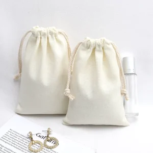Natural Cotton Canvas Pouch Reusable Customized Gift Skincare Cosmetic Makeup Drawstring Bag