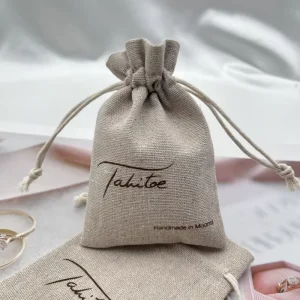 Natural Mini Gift Packing Bag Jute Pouches Small Drawstring Jewelry Sack Shopping Bag