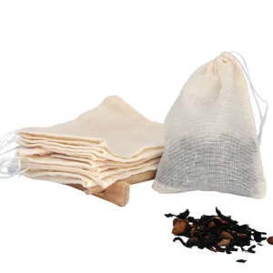 Natural Unbleached Cotton Muslin Drawstring Tea Bag
