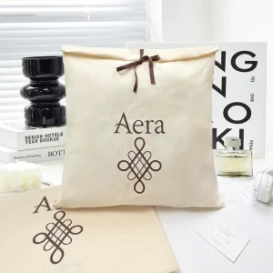 Nature Organic Muslin Soft Printing Custom Logo Underwear Pouch Clothing Packaging Canvas Natural Cotton Gift Dust Envelope Bag