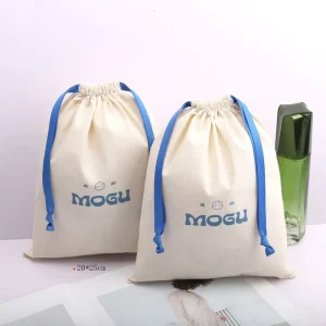 New Arrival Custom Size Storage Cotton Bag With Logo Organic Recyclable Cotton Muslin Drawstring Gift Sack Shoe Dust Pouch