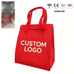 Non woven Custom Logo Insulated Food Delivery Bag Reusable Thermal Tote With Logo Eco Friendly