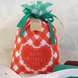Nonwoven 200x290mm Large Drawstring Gift Bags Green Red Custom Logo BSCI Certified for Mother’s Day