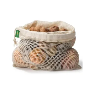 Organic Cotton Mesh Bag Reusable Breathable Vegetable and Fruit Storage Bags with Drawstring Sealing for Shopping