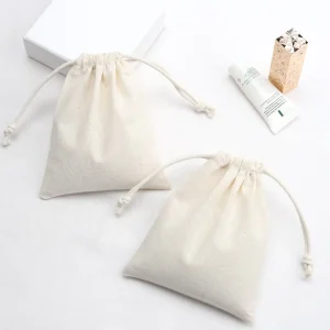 Organic Cotton Muslin Drawstring Bag Custom Cotton Gift Packing Dust Pouch