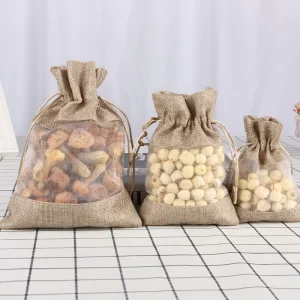 Organza Jute Bags Burlap Drawstring Bag Wedding Party Favors Gift Bags for Coffee Beans Candy Makeup Jewelry Packaging