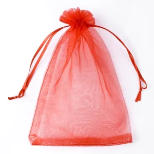 Organza Polyester Fabric Eco-Friendly Handmade Candy Jewelry Packaging Gift Bags Drawstring Embossing Custom Logo Silk Screen