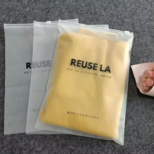Own Logo Printed Clothing Garment Clothes T shirt Packing Zipper Frosted Plastic Packaging Bag
