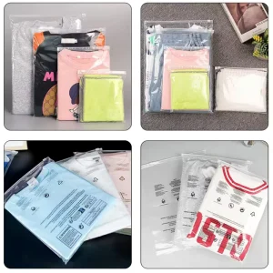 PE Waterproof Customizable Laminated Clothing Packaging Bags with Transparent Zipper for Mailing Hats and Yoga Socks