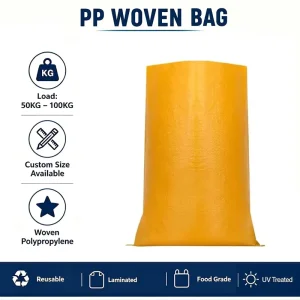 PP Woven Packaging Bag Custom Logo 50kg 100kg Moisture Proof Heat Seal Sack for Rice Flour Fertilizer Seafood Animal Feed