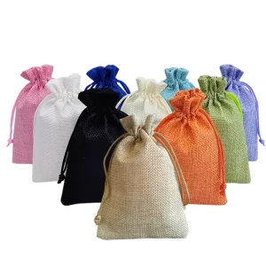 Pack of 50 Pieces 15×20 cm Vintage Natural Burlap Gift Candy Bag Wedding Party Birthday Supplies Drawstring Burlap Gift Bag