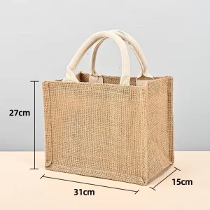 Personalized Custom Hand Painted Jute Tote Bag Blank Patchwork Cotton Linen Canvas Shopping Gift Bag For DIY Printing For Beach