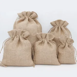 Personalized Reusable Jute Drawstring Bag Packaging Burlap Bags with Drawstring Small Muslin Pouch for Promotional