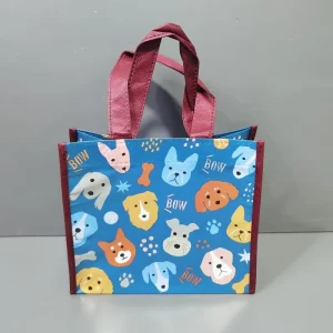 Pet Shop Promotional Goodie Bag Custom Logo Printed Contrast Handle Reusable Eco Friendly Non Woven Shopping Bag