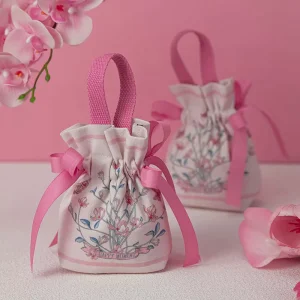 Pink Canvas Gift Drawstring Bags Jewelry Pouches Sweet Candy Chocolate Cookies Wedding Gift Drawstring Bags with Handles