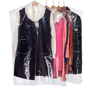 Pink Clear Custom Durable Reusable Garment Dust Package Bags with Logo and Pocket for Clothing Wedding Ecofriendly